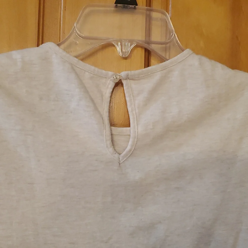 Lucky Brand Girl's Cream Heathered Sparkly Bird Graphic Short Sleeve Tee Size XL
